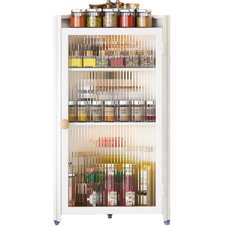 Kitchen Shelf Corner Triangle Cabinet Condiment Counter With Cabinet Door Dustproof Corner Condiment Rack Multi-Layer Storage Cabinet Item Picture