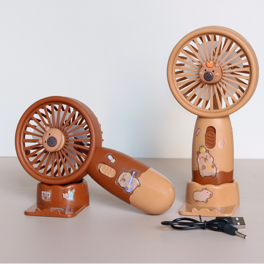 Foreign Trade Cross-Border Kapibala Handheld Fan With Base Usb Charging Portable Small Fan Mini Fan Specification drawing