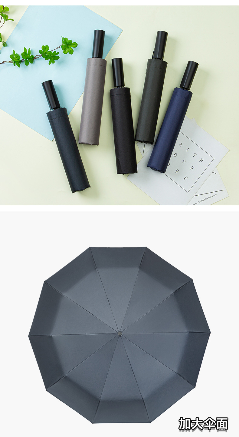 Paradise Umbrella 38138E Ten-bone Double Umbrella, black vinyl sun Protection umbrella, parasol, Printable advertising gift umbrella logo pic 5