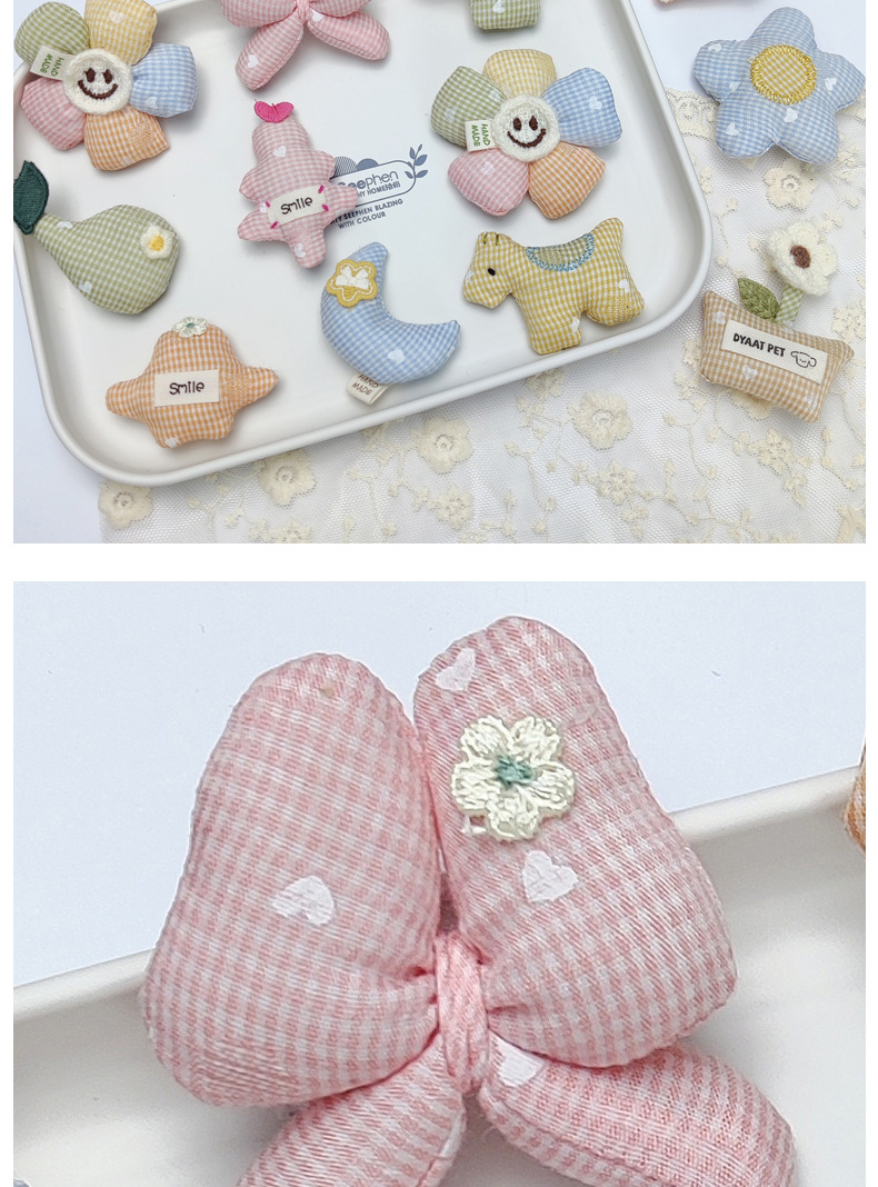 格子布艺太阳花服装辅料蕾丝边充棉diy饰品手工童装发夹鞋袜配件详情11