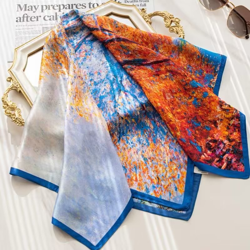 Live New Silk Scarf Women Spring And Autumn Fashion All Match Silk Printing Europe And The United States 100% Silk Gift Square Towel Wholesale Application Scenario