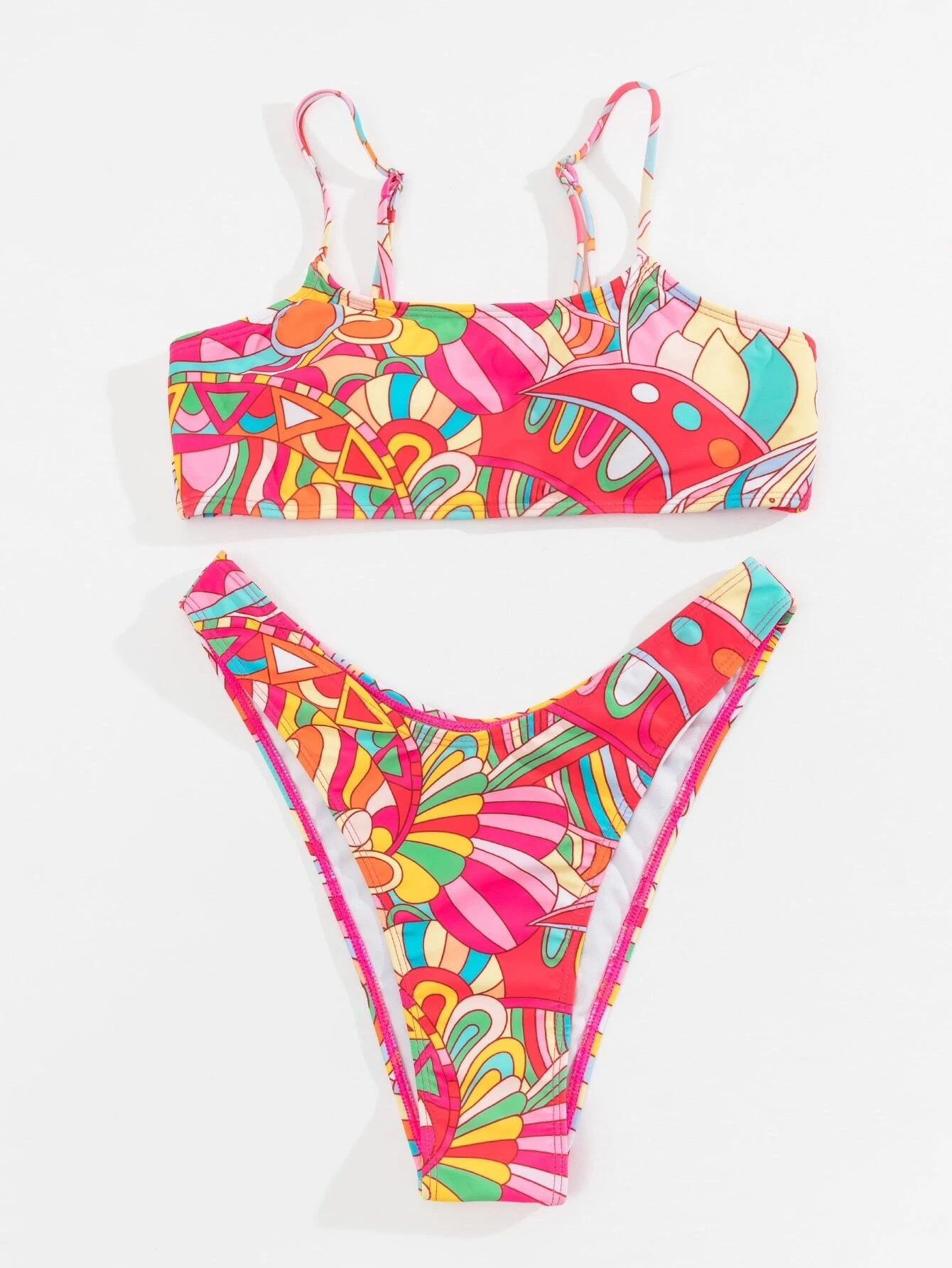 2022 Foreign Trade Europe And The United States Sexy Red Floral Two-Shoulder Bikini Spot Export Item Picture