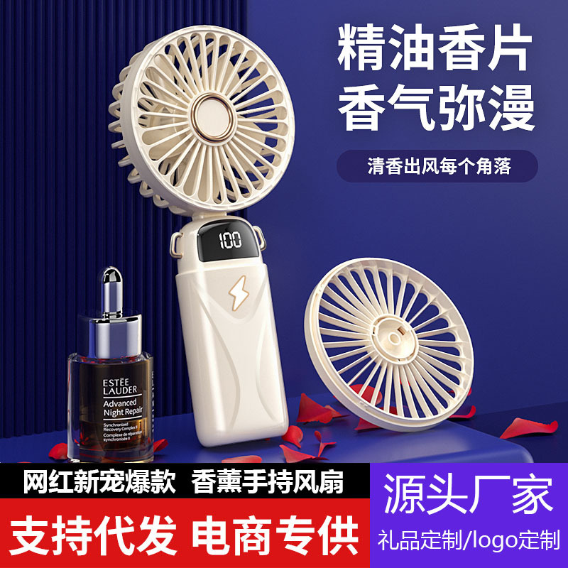 便携静音小风扇手持充电款长续航宿舍办公室桌面折叠挂脖支架数显