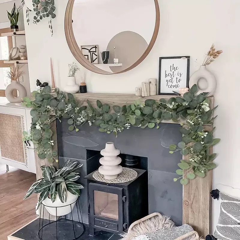 Cross-border artificial vine eucalyptus money leaf artificial flower vine green plant pendant, Christmas vine decoration home handcrafted display item pic 10