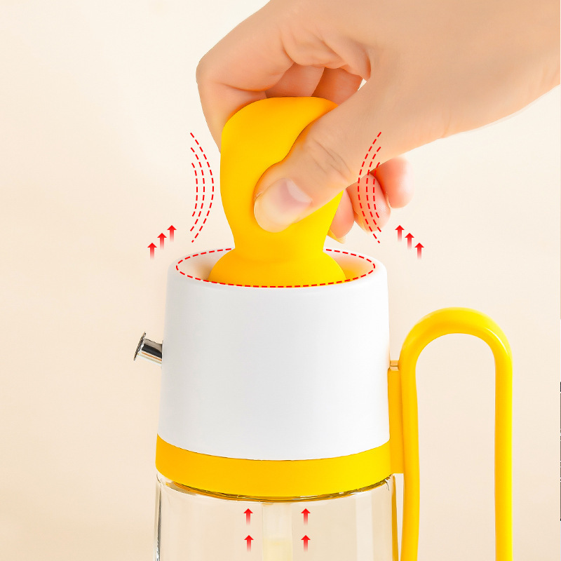 Kitchen supplies oil can brush pour one glass condiment bottle vinegar pot multi-function condiment bottle press measuring condiment jar details Picture