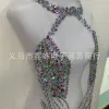 Luxurious and colorful round-neck deep V-neck glass rhinestone hand-beaded wedding dress accessories details Picture