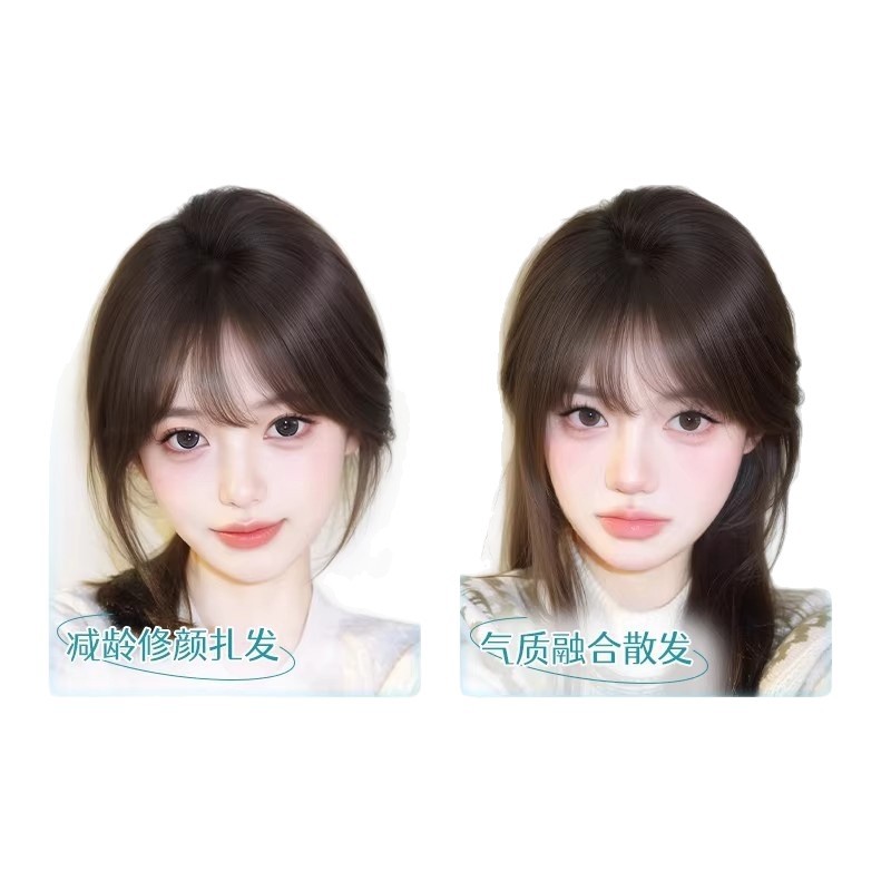 刘海假发女片头顶自然前额仿真发丝遮白发际线假发片无痕3D假刘海 Item Picture