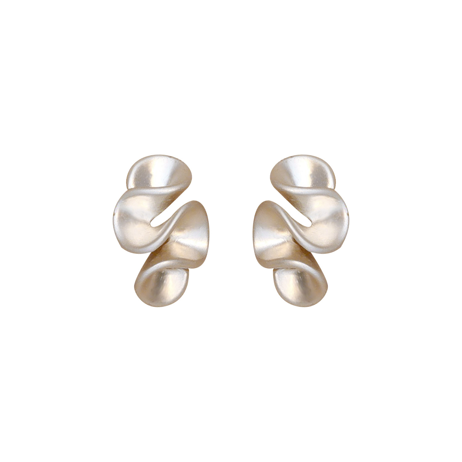 Hyacinth Geometric pleated milk tea flower stud earrings are a new hit for women in 2024. The ruffled edge earrings are a niche design for women Item Picture