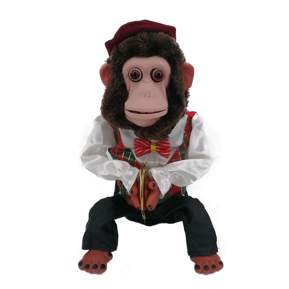 Children's monkey plush toys, percussion performance props, sound touch sensing electric toys for singing occasions details Picture