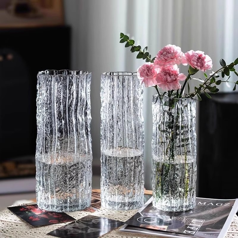 Vase ornaments, living room flower arrangements, transparent thickened glass, light luxury and high-end feel, creative water-grown lucky bamboo, water-cultivated fresh flowers Specification image