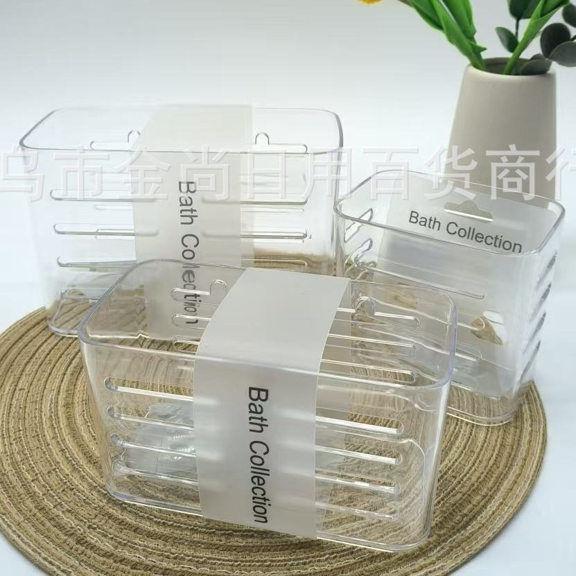 Wholesale European-style double-suction wall-mounted toilet storage suction cups, square storage baskets, bathroom wall-mounted racks, bathroom wall hangers Item Picture