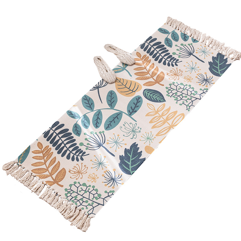 Nordic Cotton Linen Long Mat Bedroom Bed Bed Foot Mat Living Room Sofa Coffee Table Hand-Woven Fringed Carpet Machine Washable Specification drawing