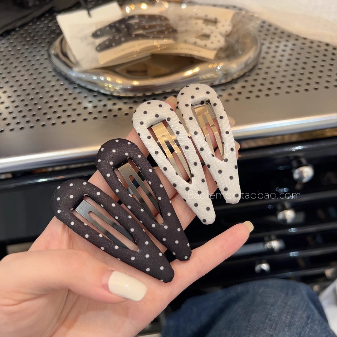 韩系黑白波点布艺发夹发卡发饰头饰气质侧边夹碎发刘海夹2025新款