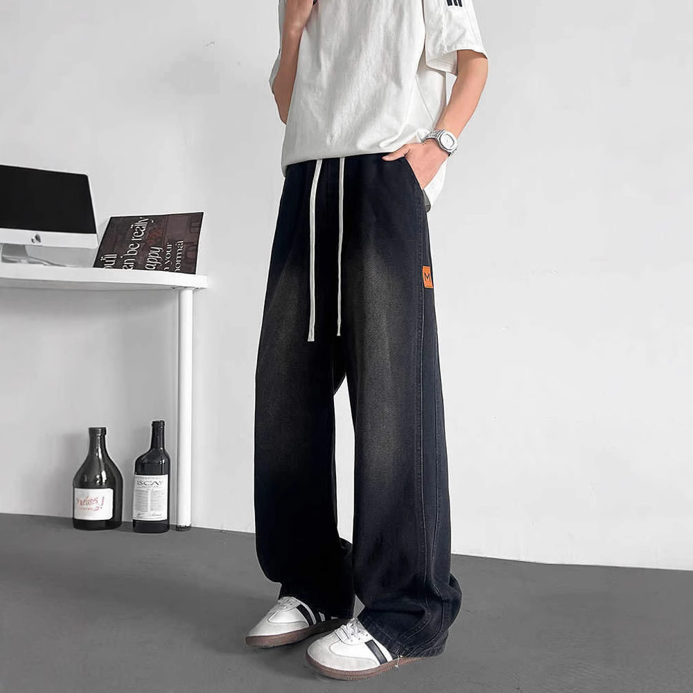 NASA Washed jeans for men Spring/Autumn 2025 American streetwear brand loose and versatile straight-leg wide-leg casual trousers details Picture