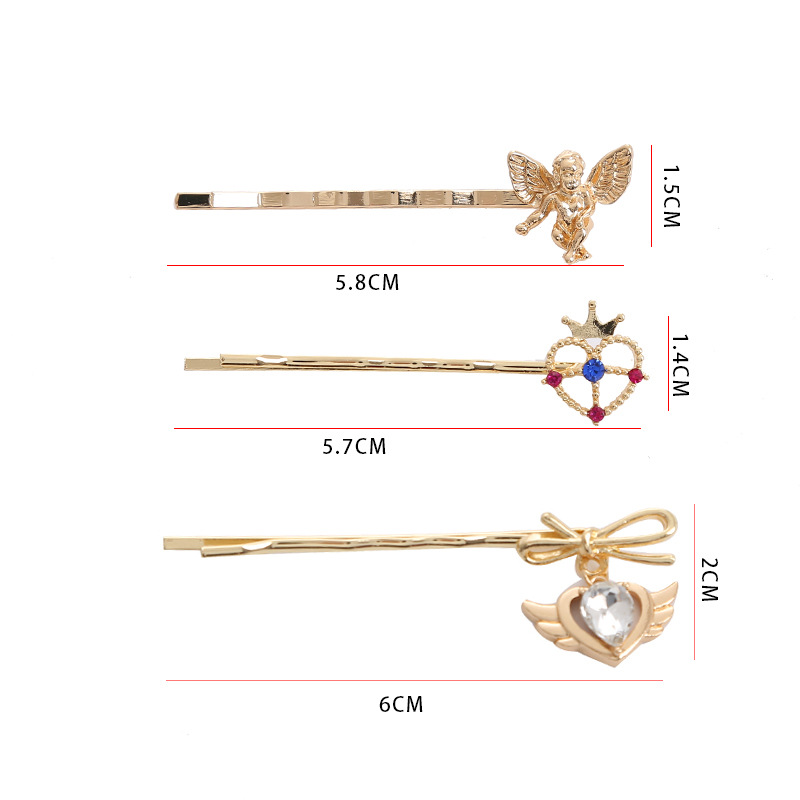 2021 New European and American popular angel Hairpin Women's Set combination Crown Wing Heart-shaped Bangs Clip factory price wholesale Item Picture
