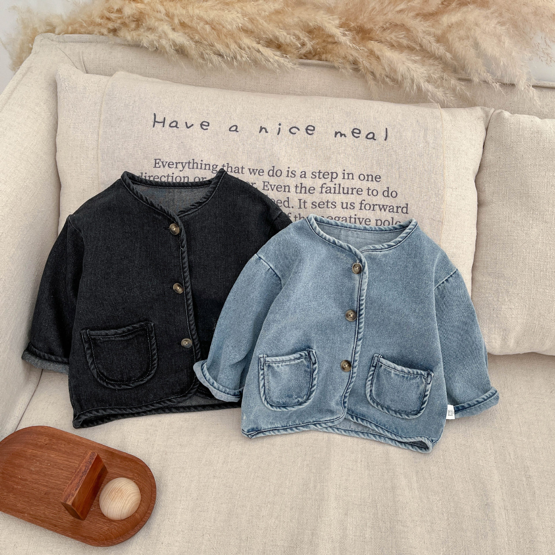 韩版儿童春装新款百搭男女童圆领休闲牛仔外套秋季婴幼儿时髦开衫