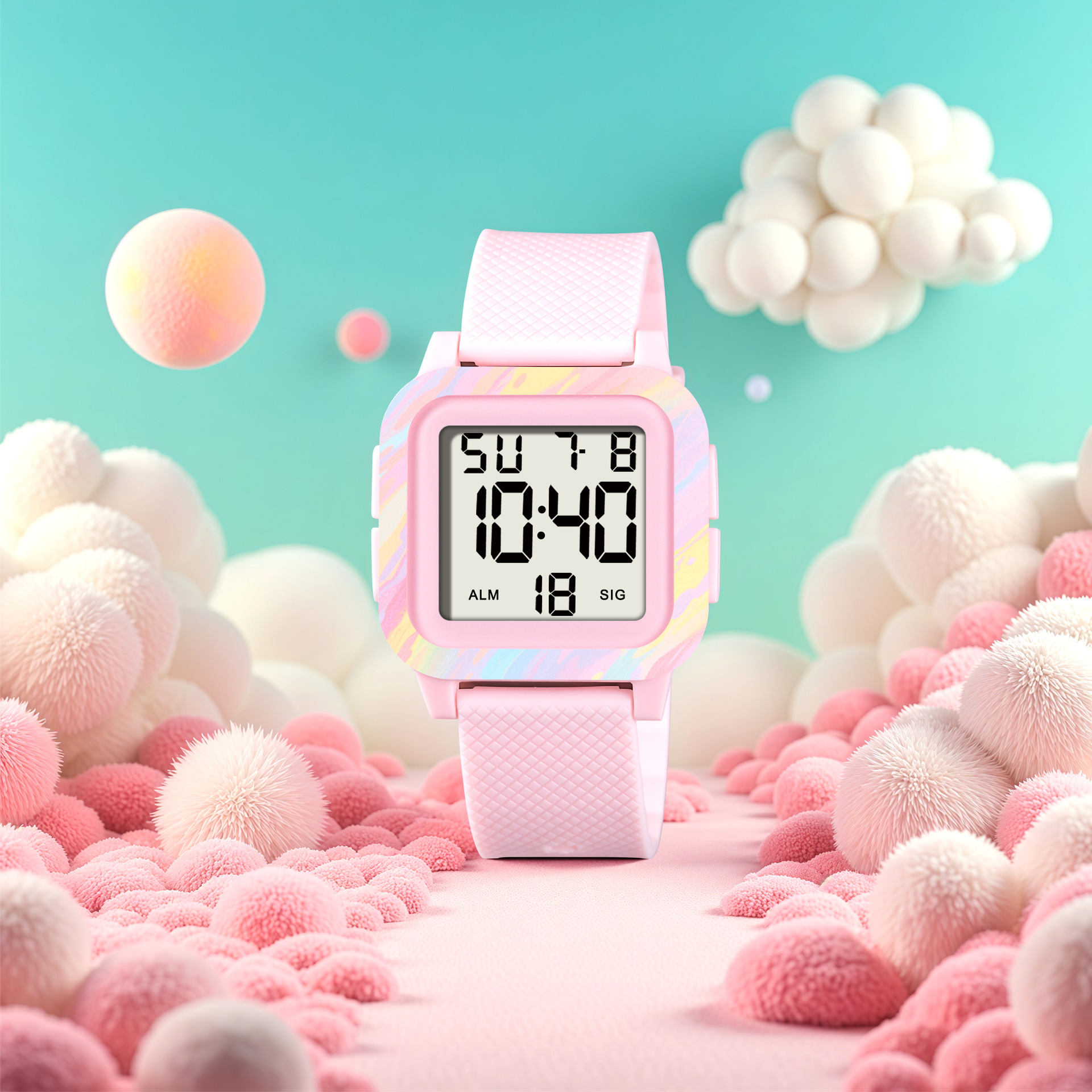 爆款可爱时尚潮流儿童手表电子手表卡通多功能方形运动外贸手表批