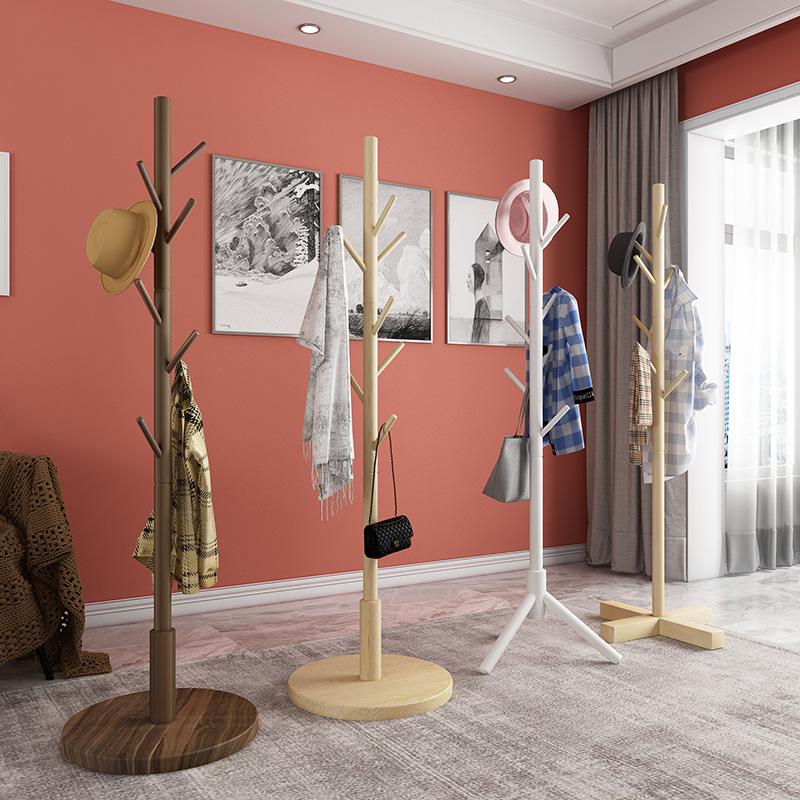 Beech Pine Laminated Triangle Disk Simple Coat Rack Floor Bedroom Living Room Dining Room Clothes Rack details Picture