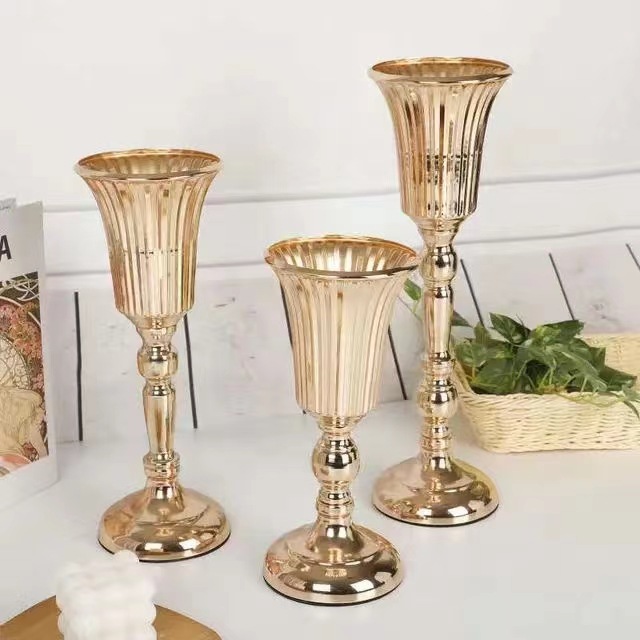 European Cross Border Tabletop Wedding Props Metal Crafts Flower Arranger Electroplating Vase Wedding Table Decoration Specification drawing