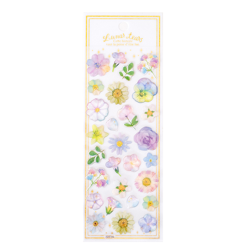 Flower dream resin crystal sticker, gilded transparent three-dimensional decorative planner, mobile phone sticker material, planner sticker Item Picture
