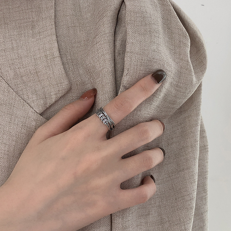 Yunchaoxuan S925 pure silver copper coin ring, retro and aged ethnic style multi-layer wound ring, direct sales from the manufacturer for index fingers Specification image