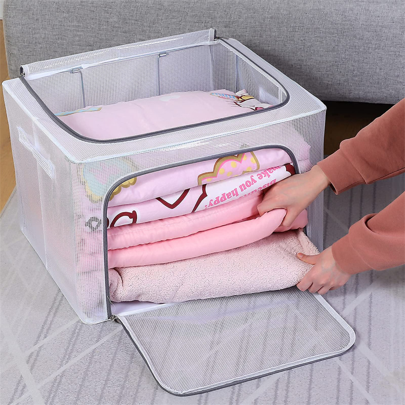 Transparent PVC storage box Household large foldable wardrobe storage box Dustproof hundred box storage box Specification drawing