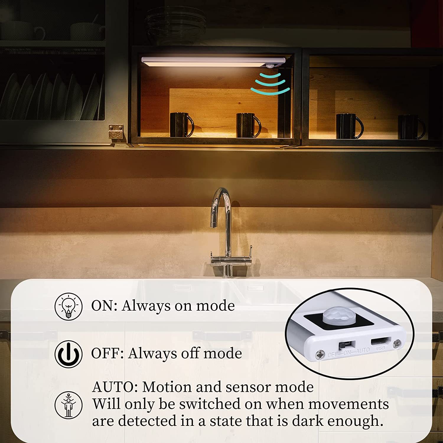 Smart human-sensing night light, home corridor, bedroom, wardrobe, toilet, light-controlled charging, staircase, sound-controlled bedside lamp details Picture