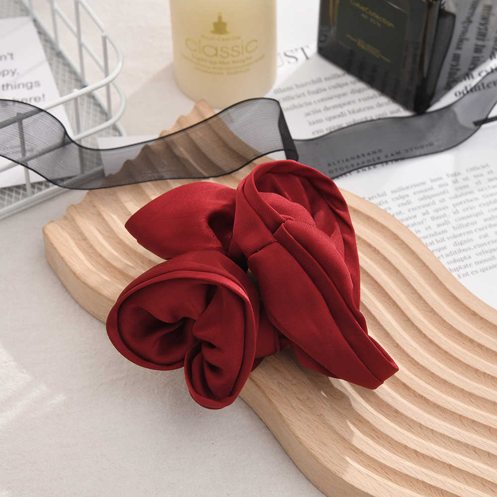 Fashionable solid color satin large intestine hair band and hair tie, high-end version fabric hair tie, simple and versatile hair accessory wholesale details Picture