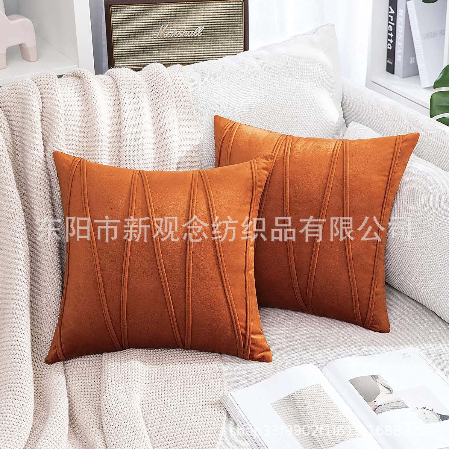 Dutch fleece solid color light luxury geometric pillowcase, pillow, cushion cover, sofa cushion, office cushion, backrest details Picture