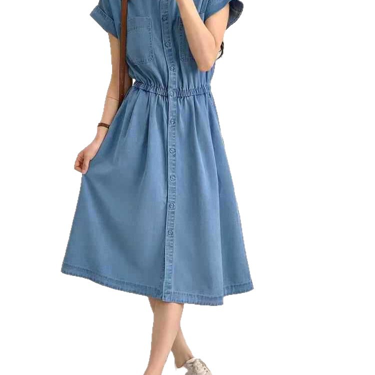【 Mall Same Style 】25 Summer Light and breathable Tencel fabric cool and comfortable lapel women's denim dress Application Scenario