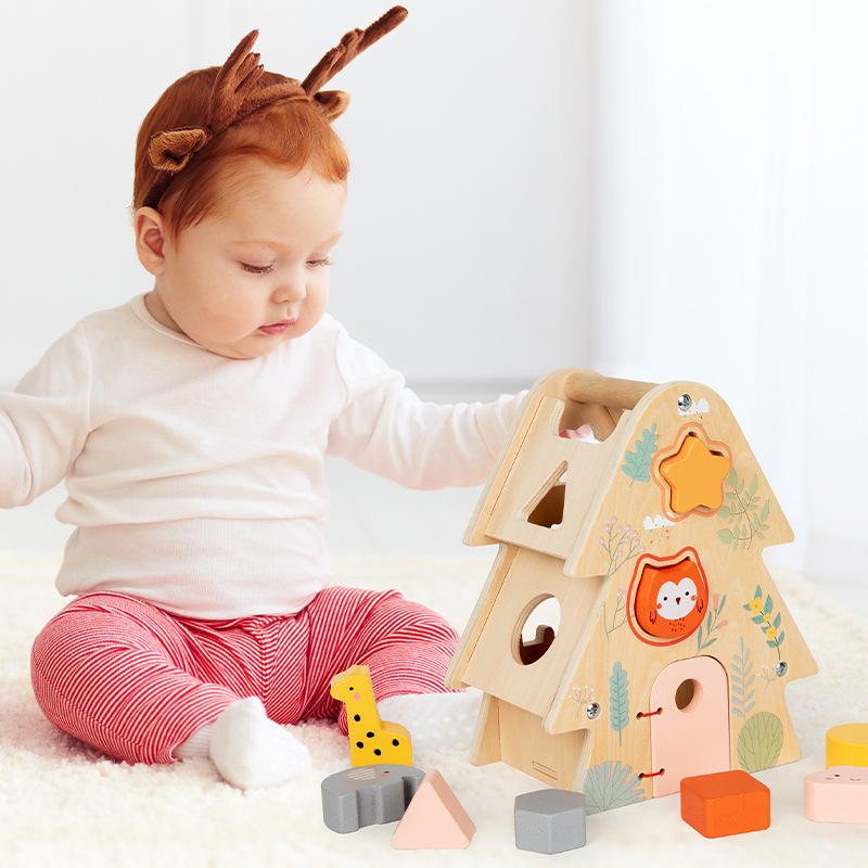 Children's puzzle early education Tree Wisdom House animal building blocks shape matching wooden toy baby hand-eye training early education color shape cognition details Picture