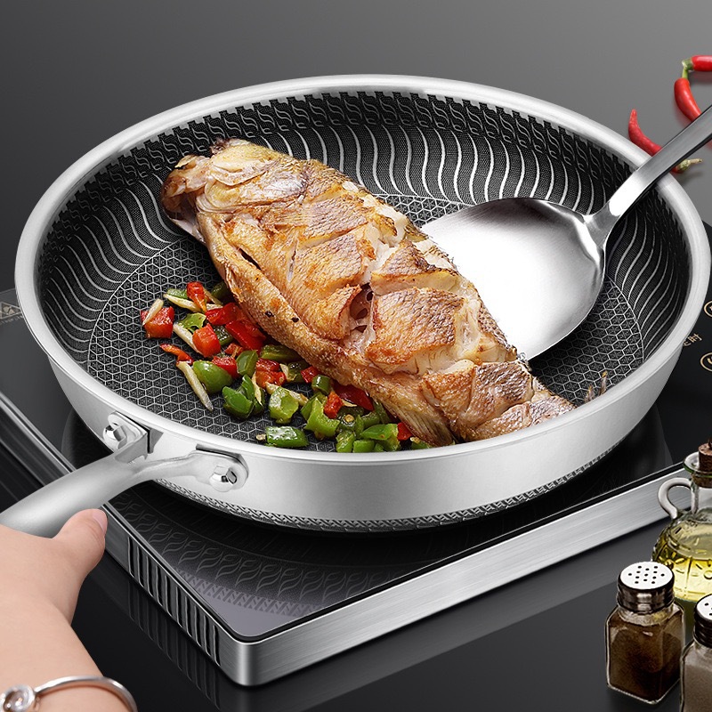 Cross-Border Wholesale Of Stainless Steel Frying Pans, Flat-Bottom Pans, Non-Stick Pans, Household Frying Plates, Steak Frying Pans, Pancake Pans, Induction Cookers, Etc Specification drawing