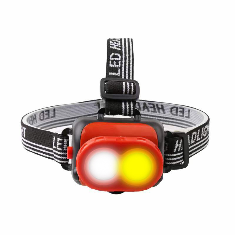 LED battery-powered dual-source blue light, white light, yellow light, dual-lamp bead headlamp, miner's lamp, high-intensity lamp, night fishing lamp, gift lamp details Picture
