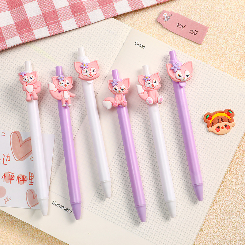 Fox Press Neutral Pen Cartoon Ins Girl Heart Press Pen Student Press Test Office Blackwater Pen 0.5 details Picture
