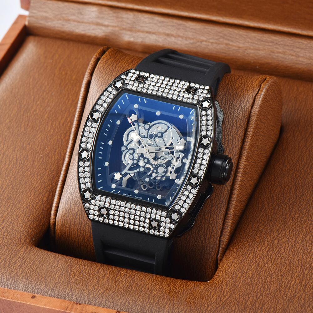 The new hollowed-out tiger head IP electroplated Richard watch with diamond trend burst universal watch for men and women