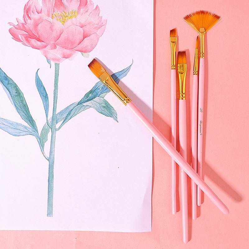 Boyi Xuan Wooden Stick 10-piece nylon set of brushes, children's art watercolor painting brushes, gouache acrylic oil brushes Specification image