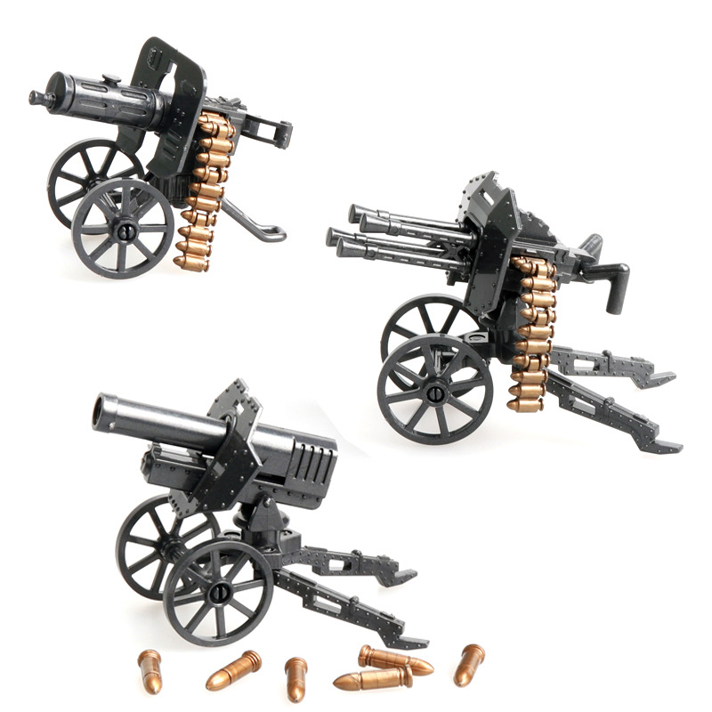 Foreign trade assembly building blocks, soldiers, third-party minifigure accessories, weapons, howitzers, rocket launchers, anti-aircraft guns, military toys details Picture