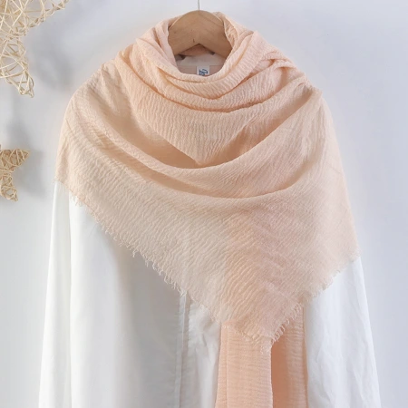 One-piece delivery of solid-color pleated silk scarves, soft and elegant, long cotton and linen hand feel scarves and shawls, factory direct supply for women One-piece delivery of solid-color pleated silk scarves, soft and elegant, long cotton and linen hand feel scarves and shawls, factory direct supply for women