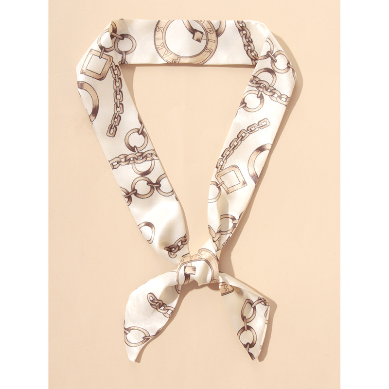 Spring Silk Scarf Women Vintage Tie Bag Streamer Decoration All Scarf Long Scarf Double-Sided Printed Small Silk Scarf Wholesale Application Scenario