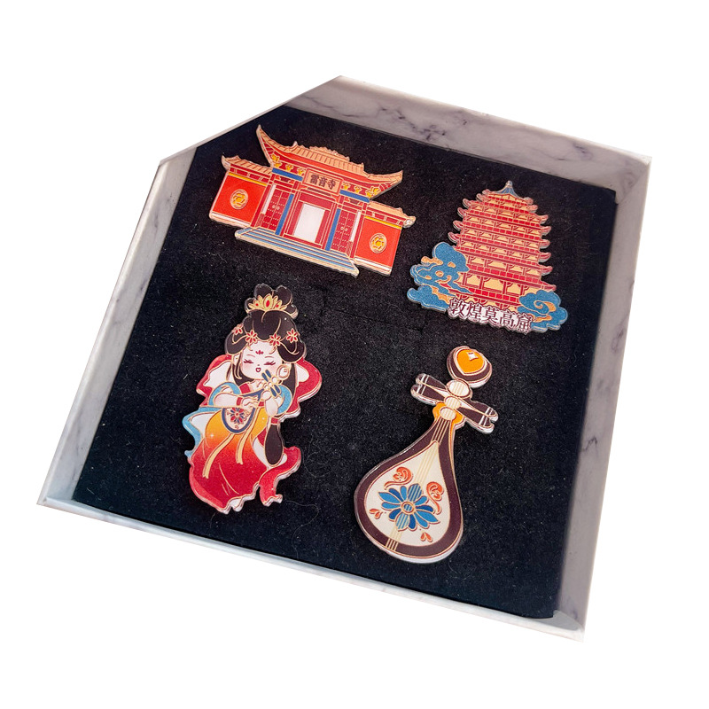 Dunhuang decorative fridge magnets, Gansu cultural and creative night banquet, ancient-style pipa, Chinese-style cartoon magnet, a perfect gift for children Item Picture