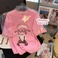 纯棉包领 批发代发粉色印花短袖T恤女夏季潮韩版宽松学生休闲上衣图