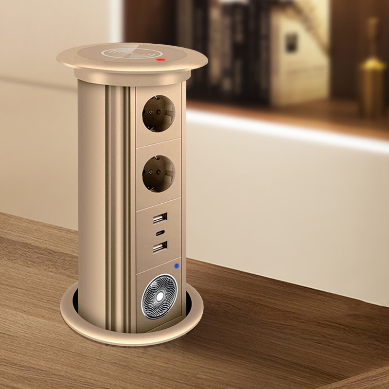 German French standard EU Germany Russia Intelligent electric lift embedded desktop wireless charging USB socket surface details Picture