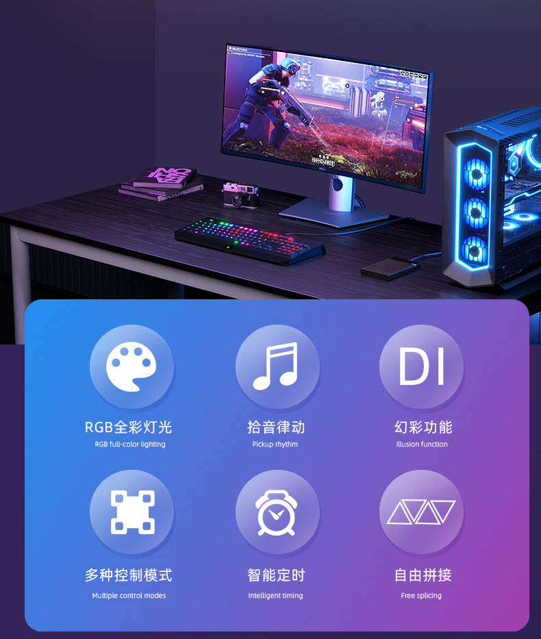 灯WIFI奇光板量子灯拾音拼接DIY壁灯三角灯灯光心形幻彩可调光详情2