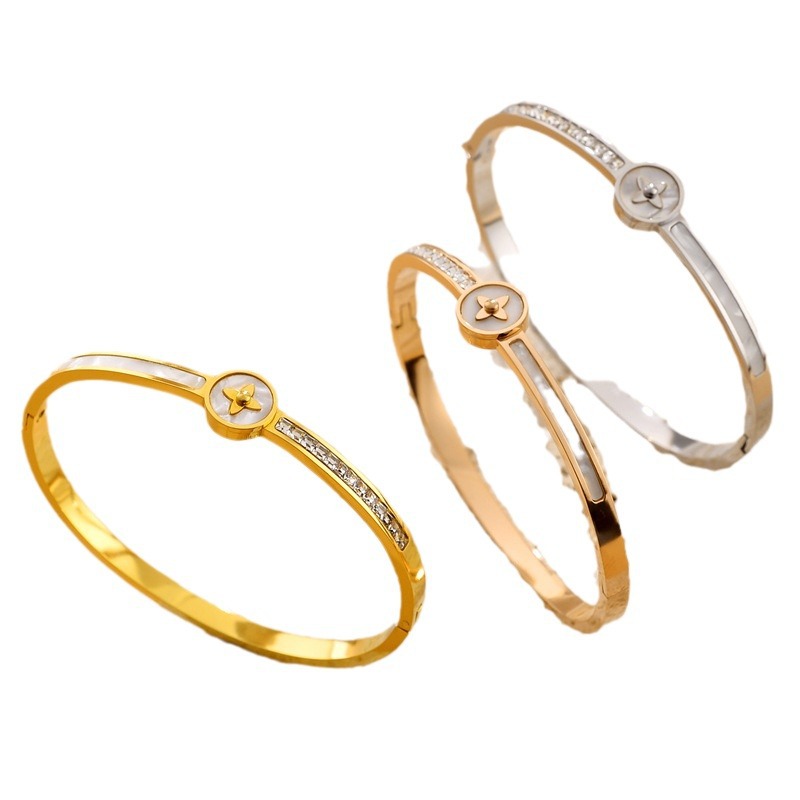 Europe And The United States Cross-Border Gold Titanium Steel Bracelet Does Not Fade Zircon Diamond Niche Design Simple Luxury Bracelet Item Picture
