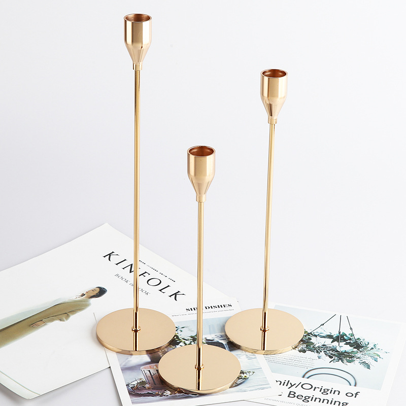 Amazon Creative Candlestick Candle Cup Decoration Gold Home Candlelight Dinner Wedding Iron Candlestick Decoration Item Picture