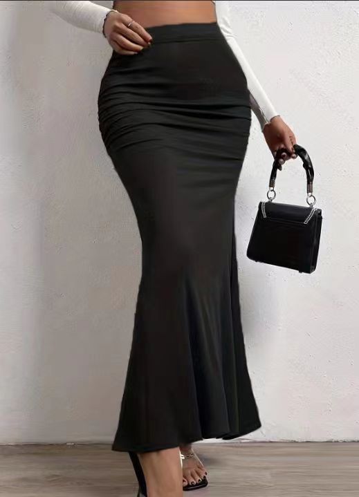 2023 Summer new high-waisted, slimming and elastic pleated fishtail skirt Application Scenario