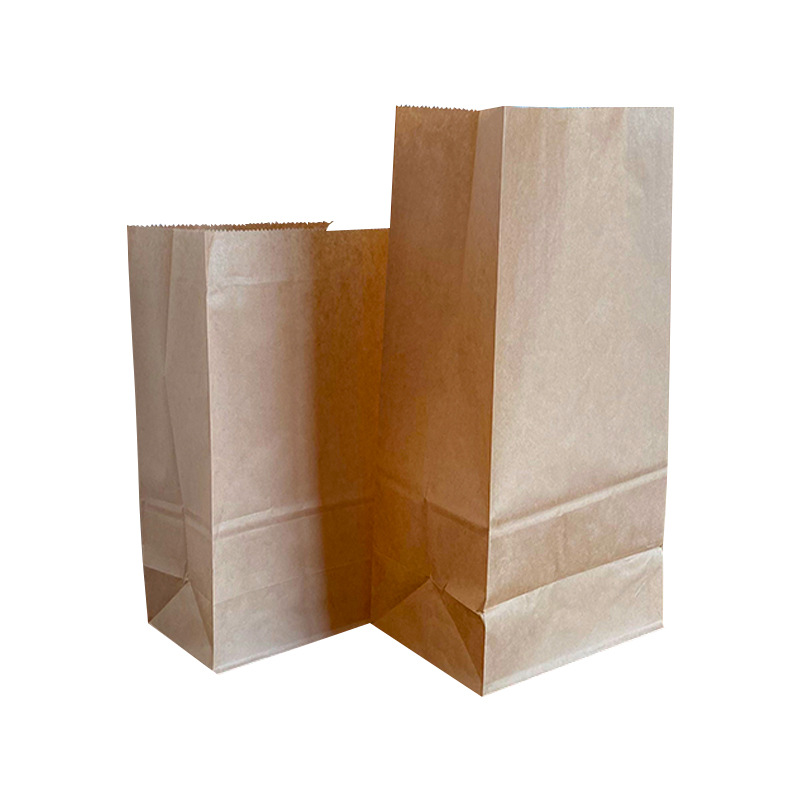 In-stock kraft paper square paper bags, thickened oil-proof storage and packaging bags, yellow cowhide laminated food paper bags Item Picture