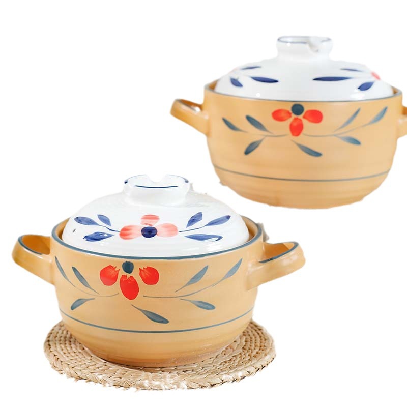 Retro clay pot stew pot for making soup, household open flame high-temperature resistant gas stove, special ceramic Japanese-style clay pot and tile pot Item Picture