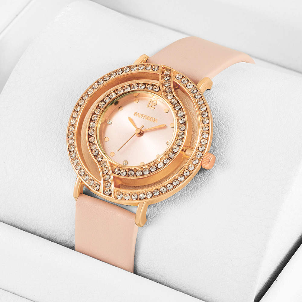 2022新款抖音女士皮带腕表 精美满钻手表热销外贸款皮革手表详情图1