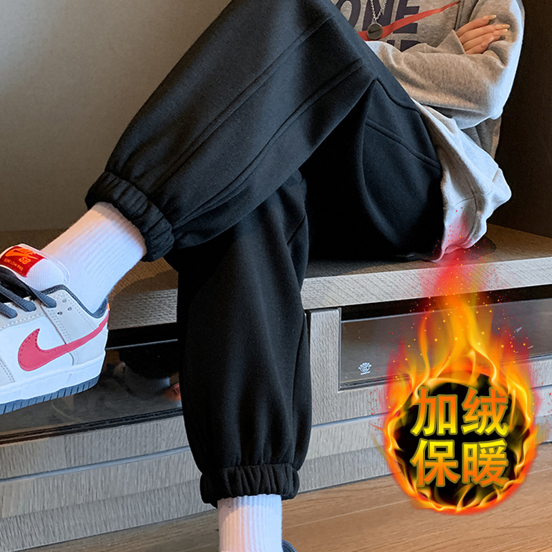 Fleece and thickened sportswear pants for women, new autumn and winter style, loose and versatile, tight-fitting, small label, casual and warm sweatpants Specification image